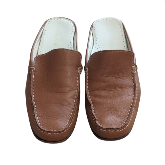 Brooks Brothers Genuine Leather Slide On Loafers Brown Size 9. Made in Italy - Picture 2 of 4